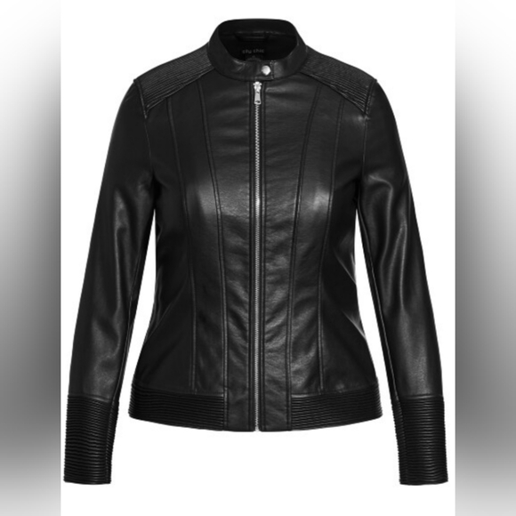 City Chic Jackets & Blazers - City Chic NWT Black Ribbed Moto Jacket Size 24